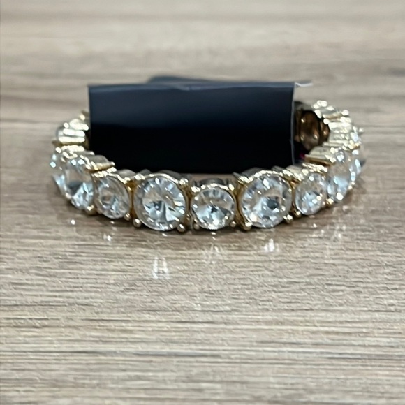 Paparazzi Born to Bedazzle Gold-Tone White Stone Rhinestone Sparkle Bracelet OS - Picture 2 of 7